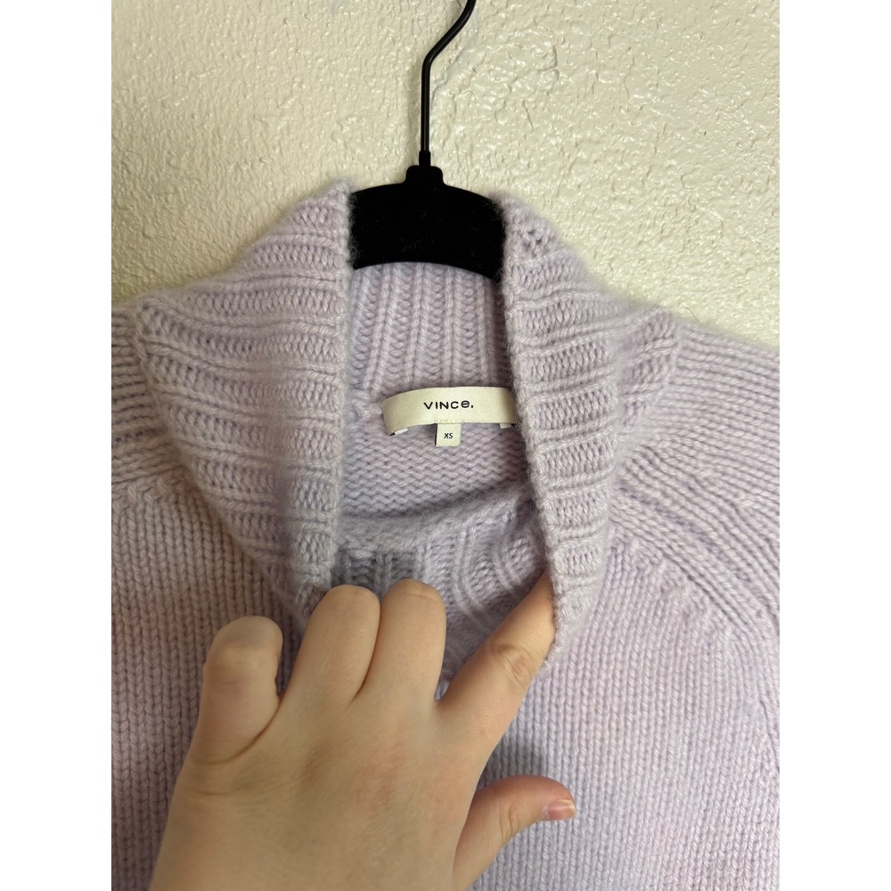 Vince Shrunken Mock Neck Cashmere Sweater XS Lavender Purple Knit Pullover - Picture 5 of 7